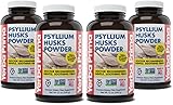 Yerba Prima Psyllium Husks Powder - 12 oz (Pack of 4) - Natural Fiber Supplement - Colon Cleanse - Gut Health - Vegan, Non-GMO, Gluten-Free (New Label - Packaging May Vary)