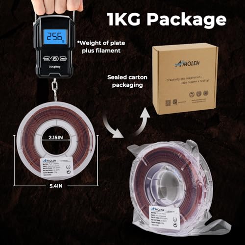 Image of AMOLEN Marble PLA Filament 1.75mm Bundle, Rainbow Rock PLA 3D Printer Filament, 3D Printing Filament Dimensional Accuracy + /- 0.02 mm, 200gX 4 Spools Fit Most FDM Printer