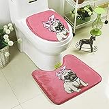 GSDJU 2 unids/Set Juego de alfombras de baño de Perro de Dibujos Animados, cómodo Inodoro, alfombras de baño Baratas, alfombras de baño e Inodoro 35 * 44 + 44 * 50 cm