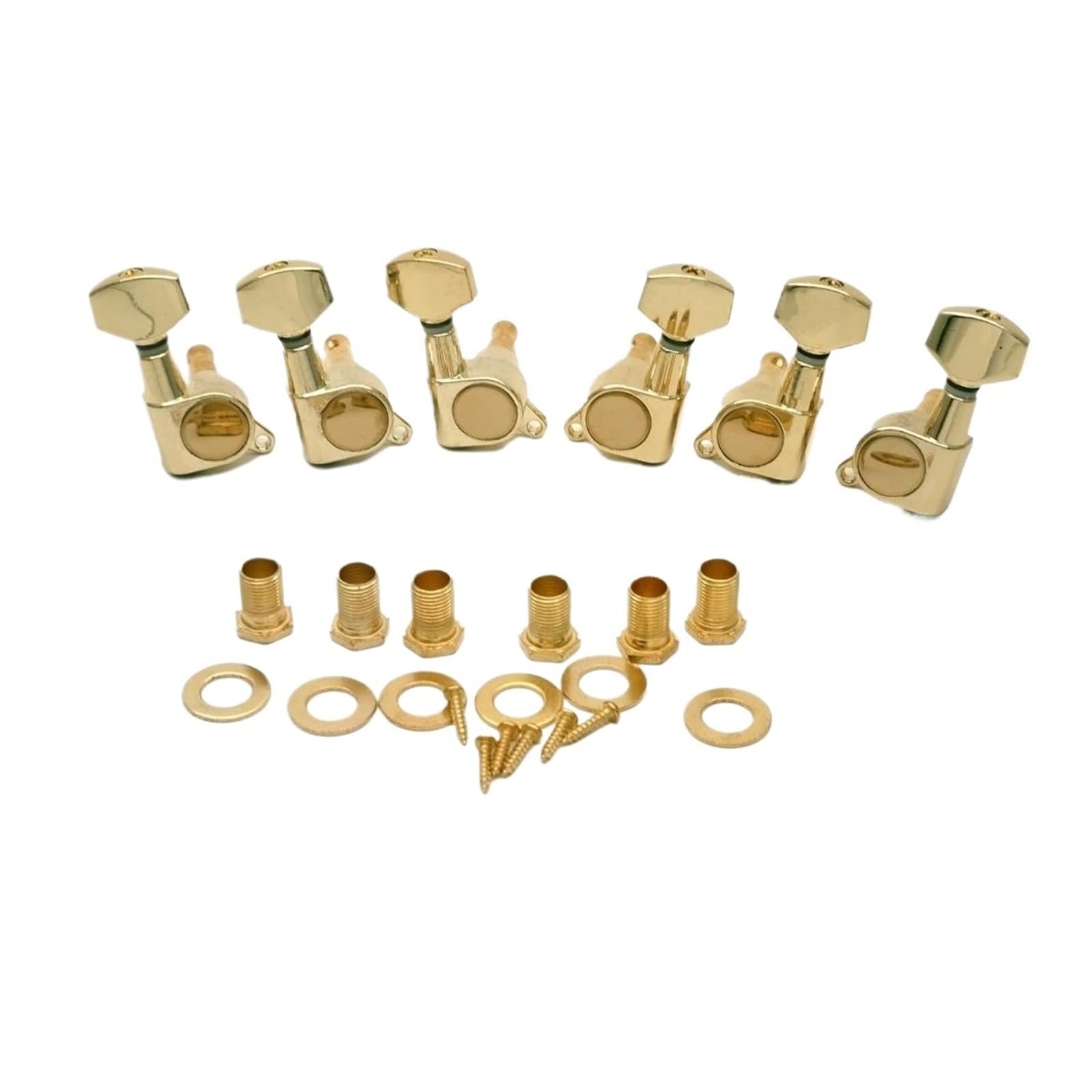 Stimmwirbel for Gitarrensaiten aus Metall, 3L3R-Konfiguration, Maschinenkopf-Knopf-Tuner, völlig geschlossene, verriegelbare Stimmwirbel, Akustik(Gold 3R3L)