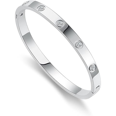 18K Gold-plated Bracelets for Women Friendship Love Bangle Bracelets Stainless Stee...