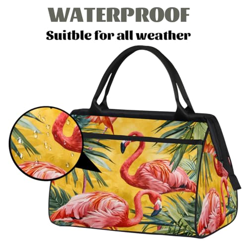 Flamingo Animal Leaf Duffelbag Waterproof Polyester Overnight Weekend Bags Fitness Travel Sports Bag Airplane Carry-on Bag for Gym Beach Travel Daily Shopping3