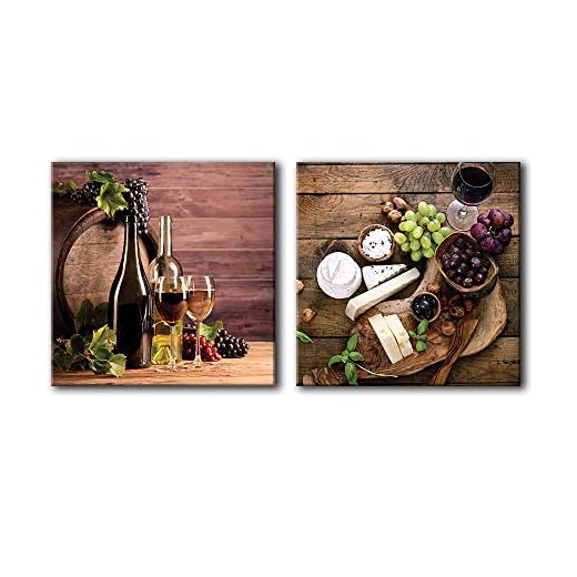 NWT Canvas Wall Art Wine & Fruits Painting Artwork for Home Prints Framed - 16"x16" x 2 Panels