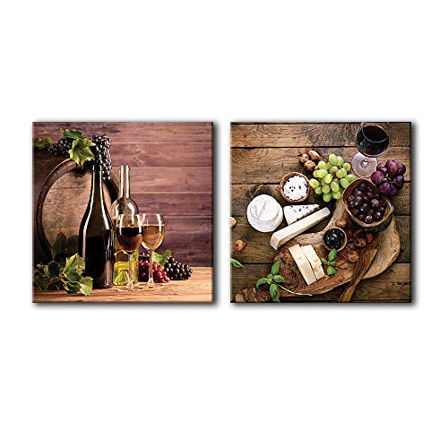 NWT Canvas Wall Art Wine & Fruits Painting Artwork for Home Prints Framed