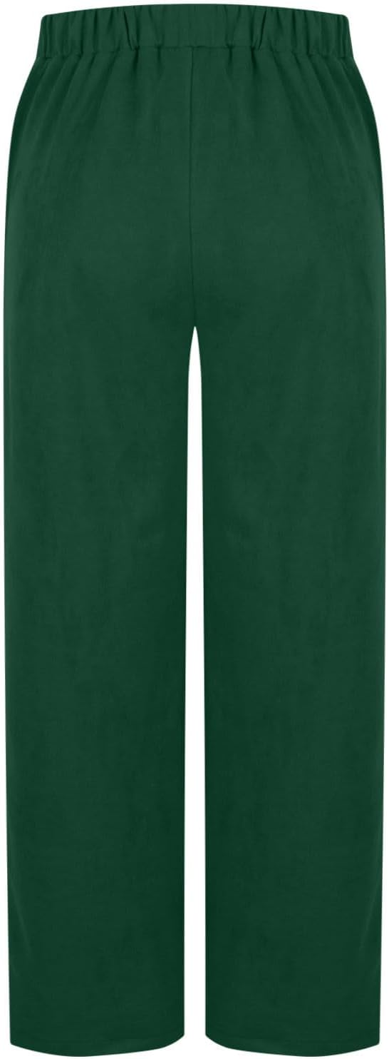 Women Trendy Wide Leg Pants Solid Color Y2K Pants Drawstring Baggy Comfy Streetwear Trousers with Pockets