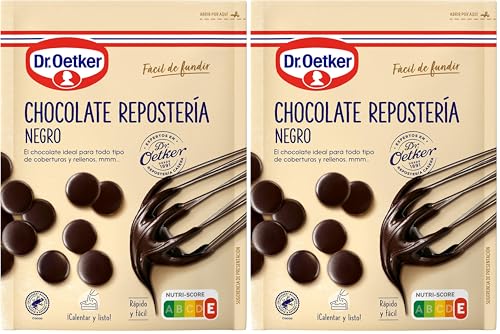 DR. OETKER - Chocolate Negro para Repostería 150 g, Cobertura Especial para Bizcocho, Tartas o Cualquier Dulce, Intenso Sabor, Fácil de Usar (Paquete de 2)