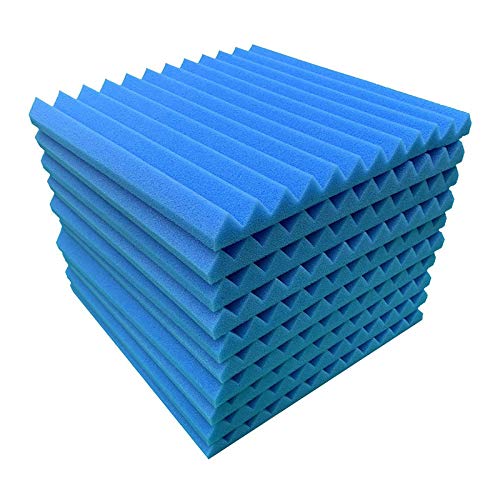 Pack of 12 Acoustic Foam Panels Sound Absorber Acoustic Foam Panels Sound Insulation Convoluted Foam for Sound Studio Office Foam Sheet (Blue)