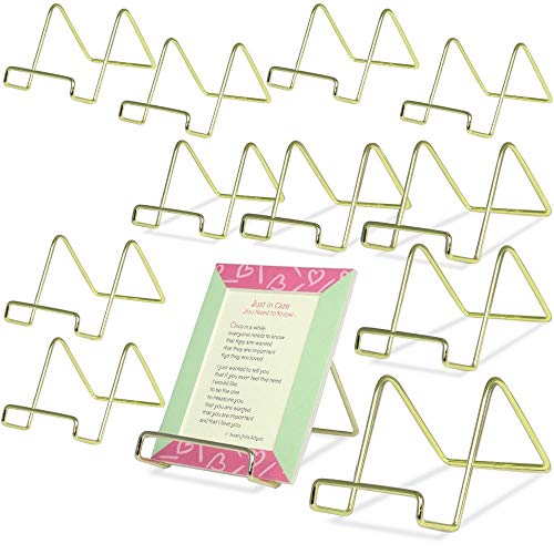 BANBERRY DESIGNS Wire Easel Display Stand Plate Holders - Smooth Brass Metal - 3