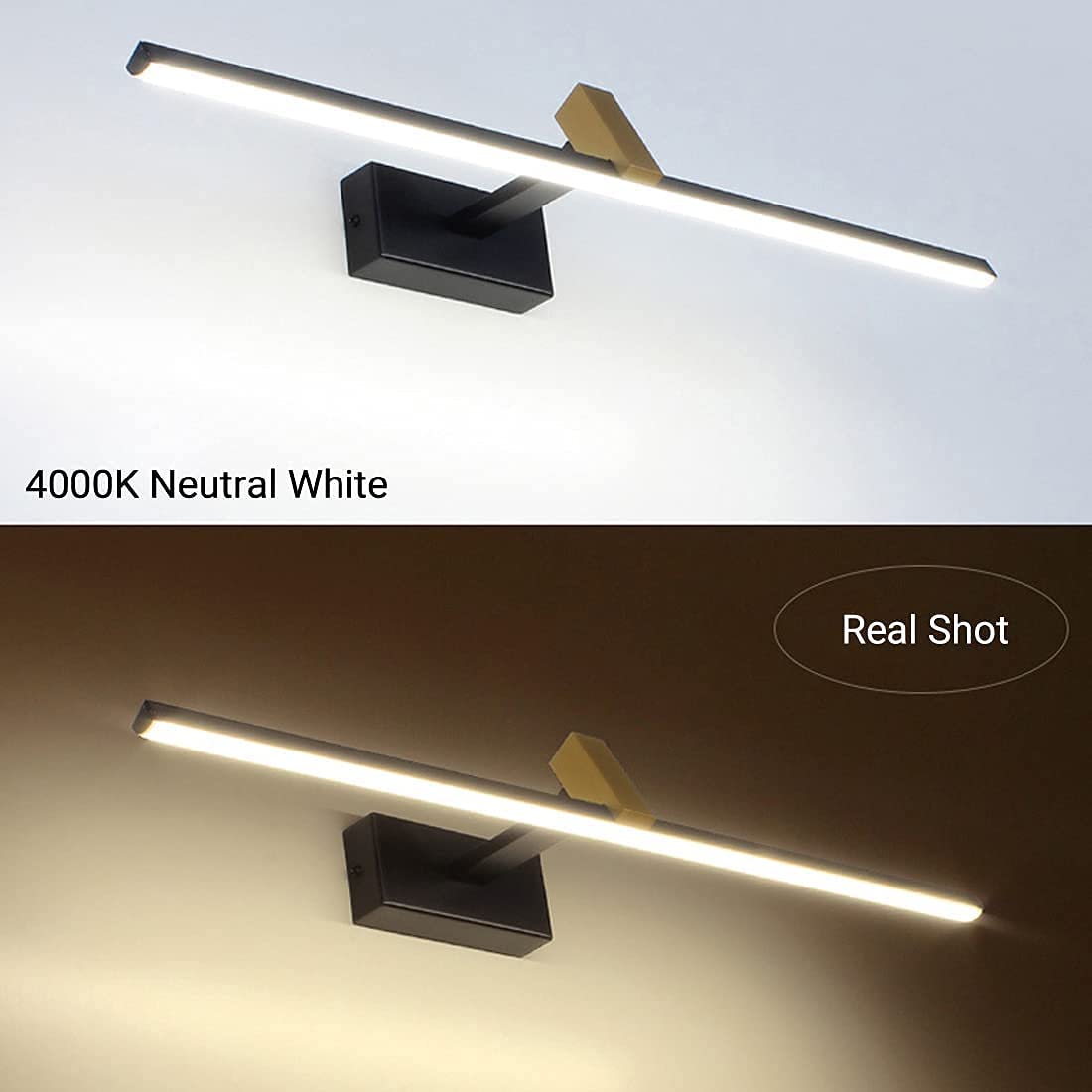 Badezimmer Spiegelleuchte mit LED Spiegel Frontleuchte Spiegelleuchte LED Badleuchte Neutralweiß 4000K, Badspiegel Beleuchtung IP44, LED Bilderleuchte, Die