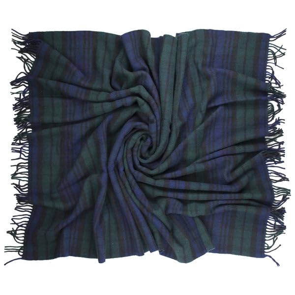 Highland Tweeds 100% Pure New Wool Fluffy Throw (Black Watch)