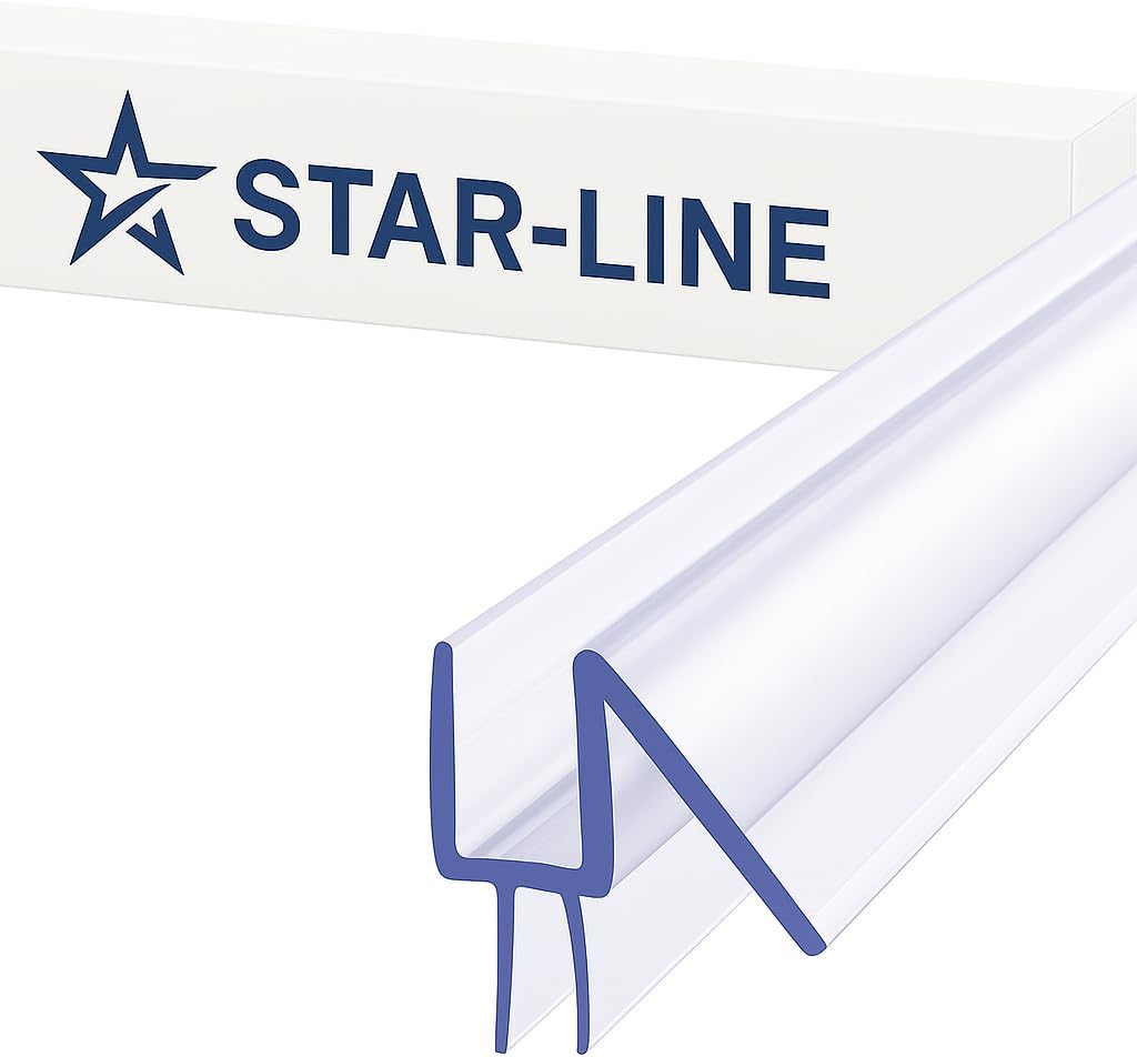 Star-Line 36" Frameless Shower Door Bottom Seal – Fits 3/8” Glass – Clear PVC Strip for Water Barrier & Splash Protection