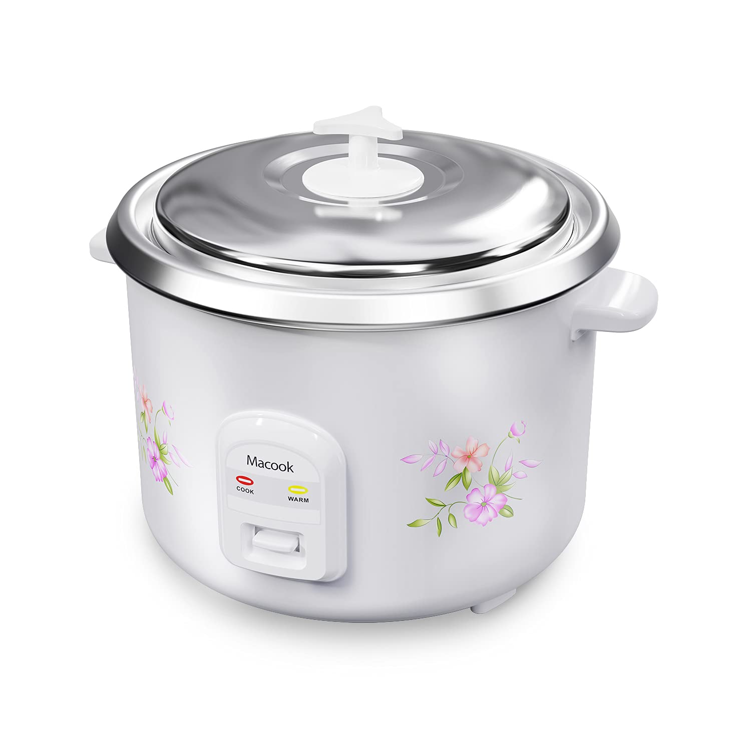 Macook 2.8 Liters 1000-Watts Electric Rice Cooker with 2 Cooking Pans, Measuring Cup, Steam Tray, Cooking Plate and Rice Scoop (White)