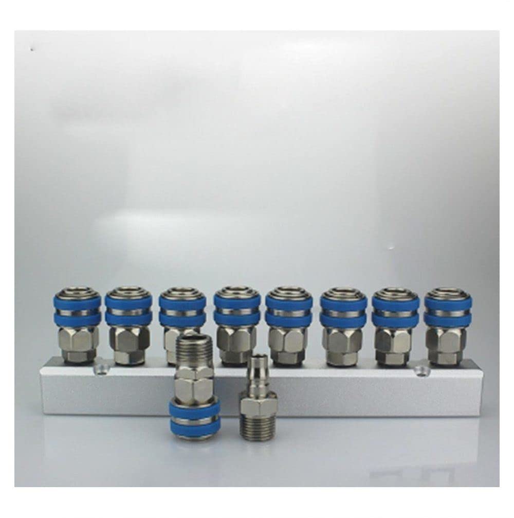 C Type Socket Out 8 Way Pneumatic Air Solid Aluminum Manifold Block Splitter