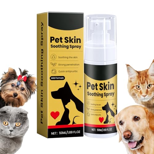 Toivize Pet Skin Care Spray für Hunde & Katzen, Antiseptisches Hautspray, Beruhigendes Spray gegen Juckreiz, Allergien & Trockene Haut, Wundpflege & Schnelle Hautregeneration, 50ml