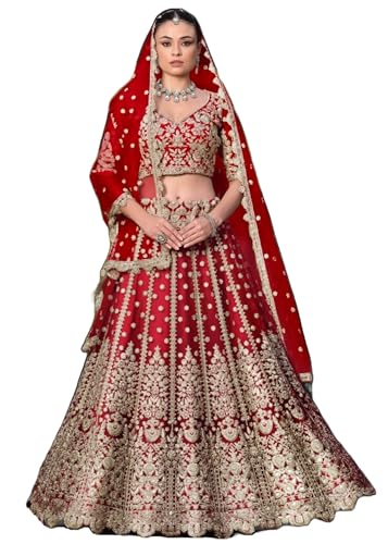 Lehenga 10625 rouge maille papillon la tenue idéale de réception