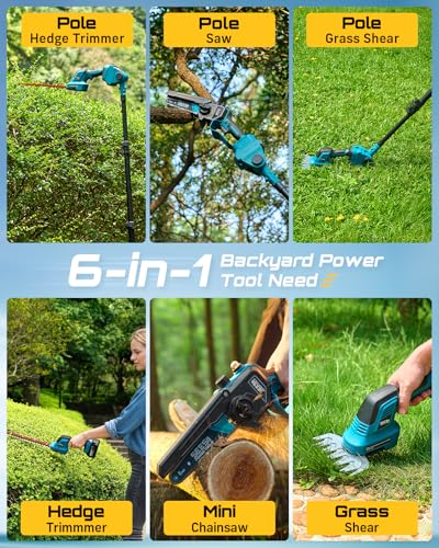 SEESII 6-in-1 Pole Saw & Hedge Trimmer