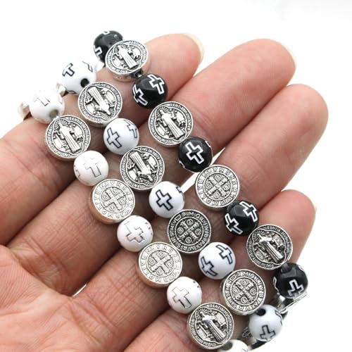 925 Sterling Silver San Benito Bracelet For Women And Men, Catholic Beaded St Benedict Bracelet, Cross Beads St Benedict Rosary Bracelets Prayer Beads Adjustable2