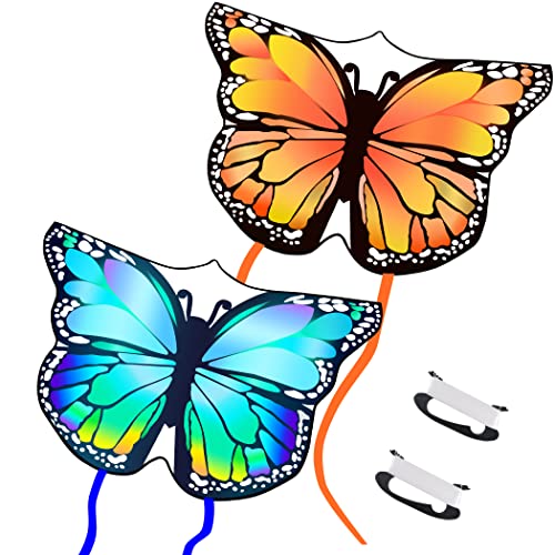 Nazano 2er-Pack Drachen für Kinder Großer schöner Schmetterlingsdrachen für Spiele und Aktivitäten im Freien Einleiner-Drachen mit fliegenden Werkzeugen Cover