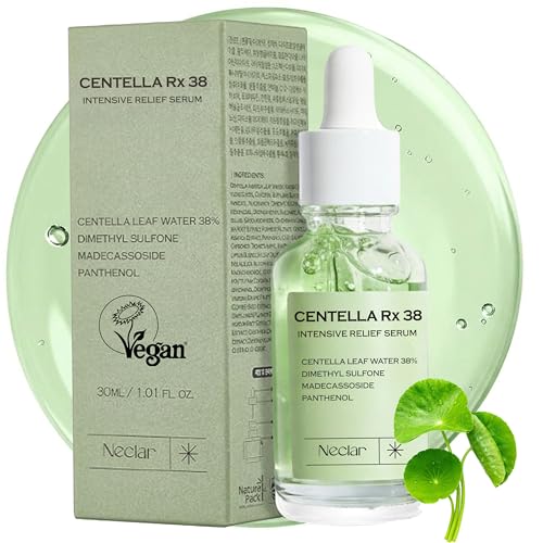 Centella Asiatica Serum Korean - Redness Corrector for Face - 38% Cica Leaf Water and Madecassoside - Ph Balanced - Barrier Support - Lightweight Calming - Rosacea Skincare Serum - Centella Ampoule