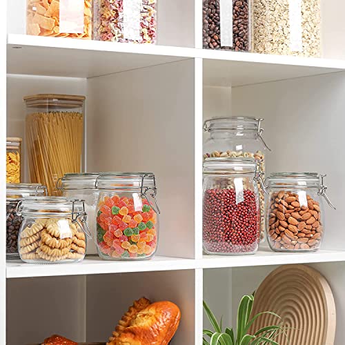 Image of Glass Storage Jars with Clip Lid, Round Clip Top Glass Jar, Clear Airtight Food Storage Container, Canisters for Dry Food Coffee Beans Cereal Spice Sugar Pasta, Round, 750ml, Pack of 1