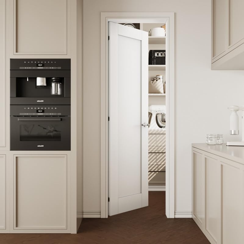 24''x80'' solid core interior door slab shaker, pre-built panel for barn doors, pocket doors, french door, for pantry, bedroom, closet, laundry & bathroom, white prefinish&paintable