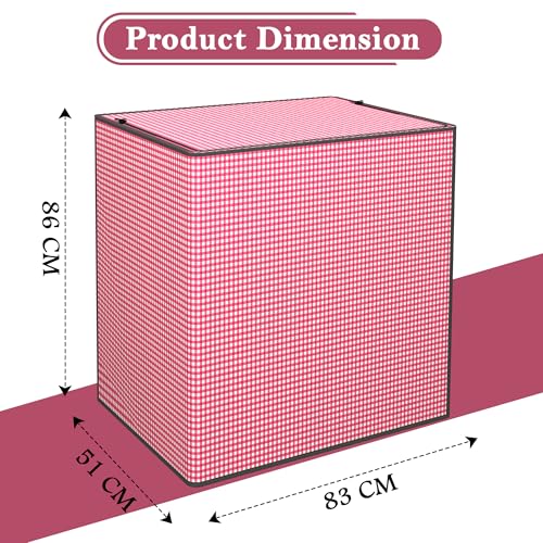 Image of Kuber Industries PVC Washing Machine Cover Semi Automatic | Dustproof Washing Machine Cover Top Load - Ideal for 6 Kg, 6.5 Kg, 7 Kg | Barik Check Design - Maroon