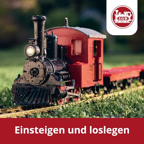LGB – 90463 Gartenbahn Starterset Klemmbausteinzug mit Lokomotive und zwei Waggons, Outdoor-Eisenbahn, Spur G, 74.9 x 54.1 x 15.49 cm – Bild 4