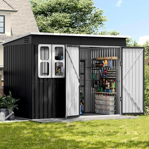 UDPATIO Gartenhaus Metall 260 x 176 x 190 cm mit Fenster, abschließbarer Tür und Belüftung...