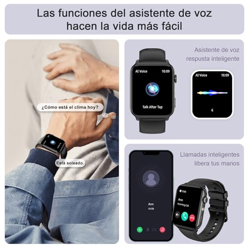 IOWODO ReLOJ INTELIGENTE HOMBRE MUJER, SMARTWATCH MUJER CON 2 CORREAS, 1.91" RELoj DEPORTEO CON FUNCIÓN LLAMADAS Y WHATS