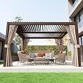 Domi 10x12 Aluminum Outdoor Louvered Pergola with Curtains and Netting