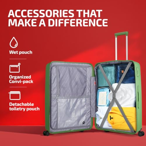 Image of VIP Quad Pro Check-in 75 Cm 8 Spinner Wheels Trolley Bags for Travel, Hard Case Lightweight Bag with TSA Lock, Anti-Theft Zipper & Premium Interiors (Green) (Large)