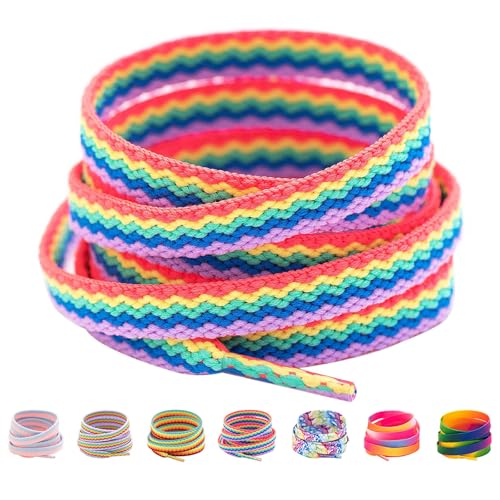 Image of Booyckiy 3 /4 inch Wide Satin Ribbon Shoelaces Flat Colorful Shoe Laces for Women Girls