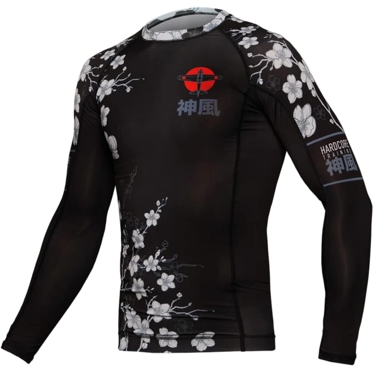Hardcore Training Rash Guard Mężczyźni Kompresja Koszulka Długi Rękaw BJJ MMA No-Gi Obcisła Grappling Boks (DE/NL/SE/PL, Alfa, 5XL, Regularny, Regularny, czarny/szary/czerwony)