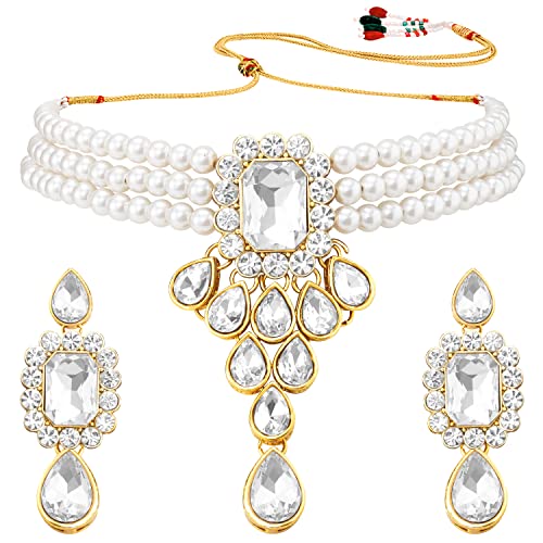 Image of Peora Crystal Faux Pearl Jewellery Gift Set for Women