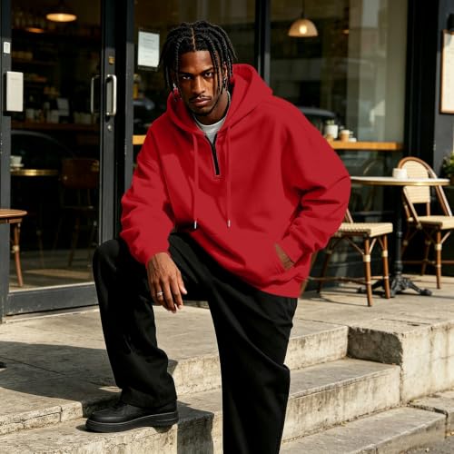 Hooded Sweatshirt Men Comfy Quarter Zip Pullover Sweatshirt Sweat Shirts - image 6