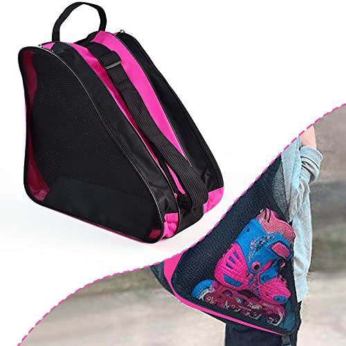 PERFETSELL Bolsa para patines de ruedas para adultos, color rosa, para hockey sobre hielo, con correa ajustable, para patines de hockey sobre hielo, para hombre y mujer