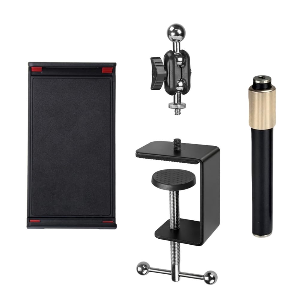 Supporto per telefono con clip per tablet, resistente morsetto per tablet da 4,5-11 pollici, con regolazione multiangolo a 360 rotazioni