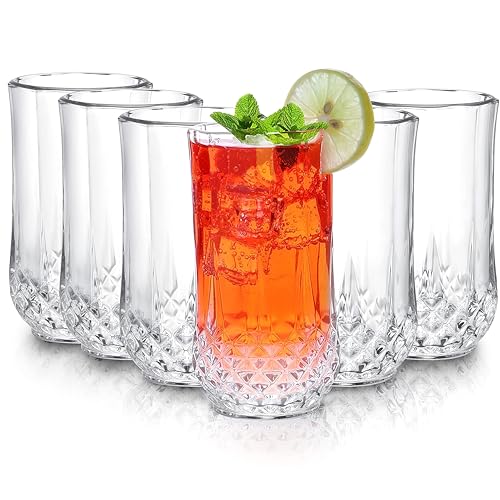 Image of Water Glass, Juice Glasses Set of 6, 300ML, Drinking Glasses Set for Juice, Water, Cocktail, Soda, Mojito, Beer, Wine, Ideal for Home, Hotel, bar, Restaurant, Cafe (Crystal RAJWADI)