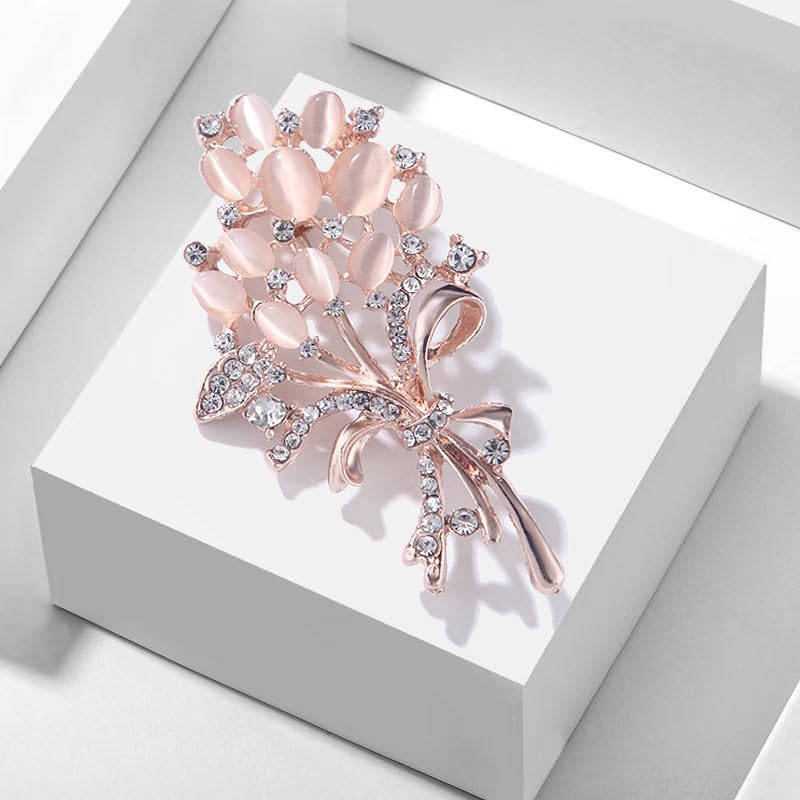 Image of Large Brooch Pin Austrian Crystal Leaf Shape Bouquet Rhinestone Scarf Decoration Wreath Cloth Brooches Pins For Women Girls