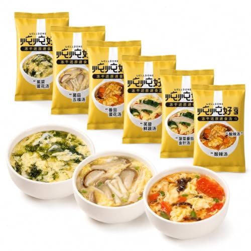 Soupe instantanée 6 saveurs aux fleurs d'œufs et algues lyophilisées en boîte de 60