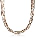 Sterling Silver Italian Tri-Color Four-Strand Braided Herringbone Chain Necklace, 18"