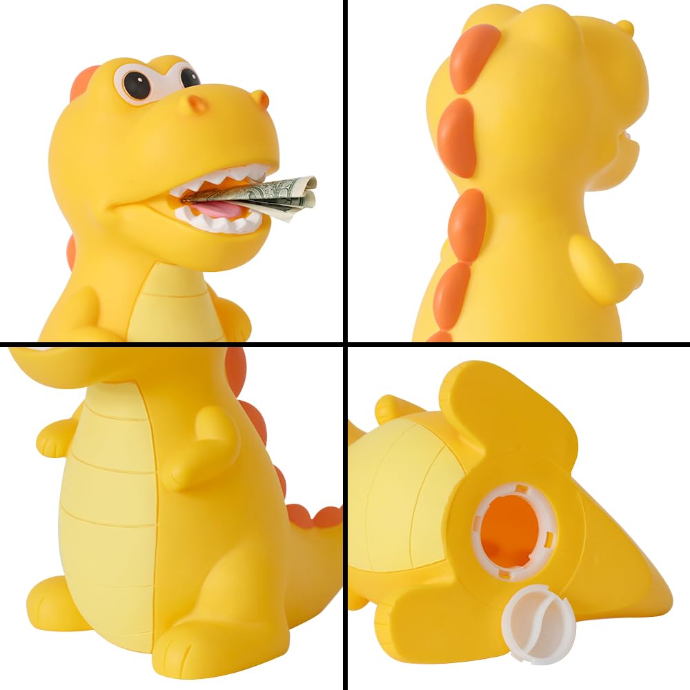 Lakpopya Dinosaur Money Box for Kids Big Dinosaur Money Tin for Girls and Boys PVC Material Piggy Bank - Image 3