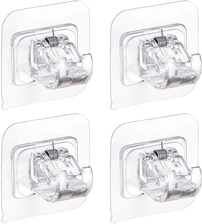4 Pcs Curtain Sticker Rod Holders, Self Adhesive Parda Pipe Hook, No Drill Wall Mount Snap Design Curtain Sticker Hooks for Home, Strong Stick Curtain Brackets, Easy Install Rod Clips-image-39