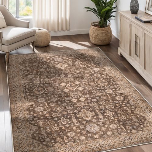 Dotiiorug Vintage Washable Area Rug for Living Room,Low Pile 8x10