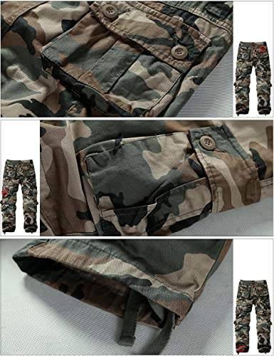 Image of Match Men's Wild Retro Multi-Pockets Utility Casual Cotton Cargo Trousers #3357