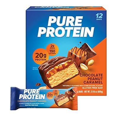 Pure Protein Chocolate Protein Shake, 30g Protein, 12 Pack and Pure Protein Bars, 20g Protein, Chocolate Peanut Caramel, 12 Count