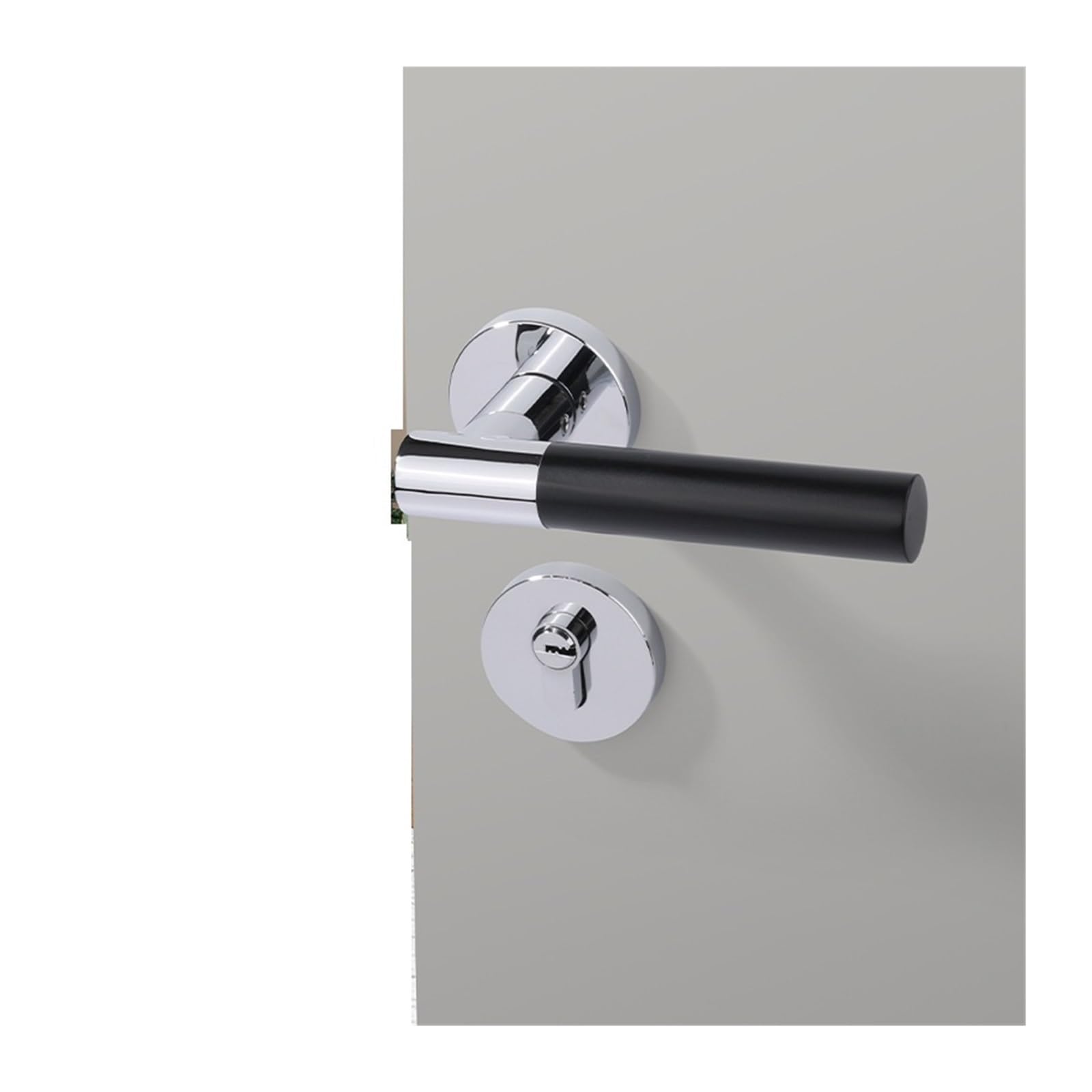 nxjaSDH Lock and Handle Sets, Door Interior Lock Bedroom Handle Bathroom Bronze Wooden Home Silent Split(Bright Chrome Black)