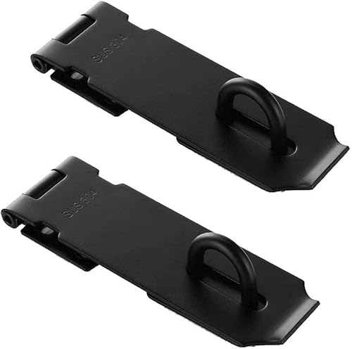 2 cerraduras de cerrojo para puerta, 5 pulgadas, acero inoxidable 304, cierre de seguridad, grosor de 0.075 in, negro mate
