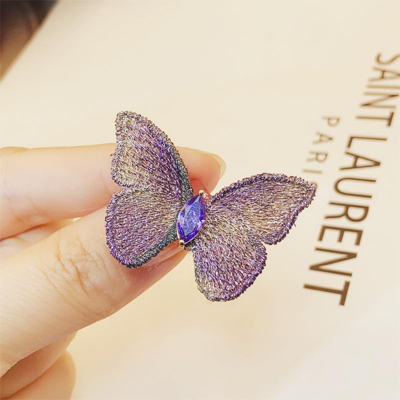 Image of Elegant Butterfly Wedding Brooch for Women Fashion Cubic Zirconia Corsage Unique Embroidery Party Elegant Insect Butterfly Lapel Pin for Suit Coat Jacket Sweater Accessories Gift Xmas Birthday