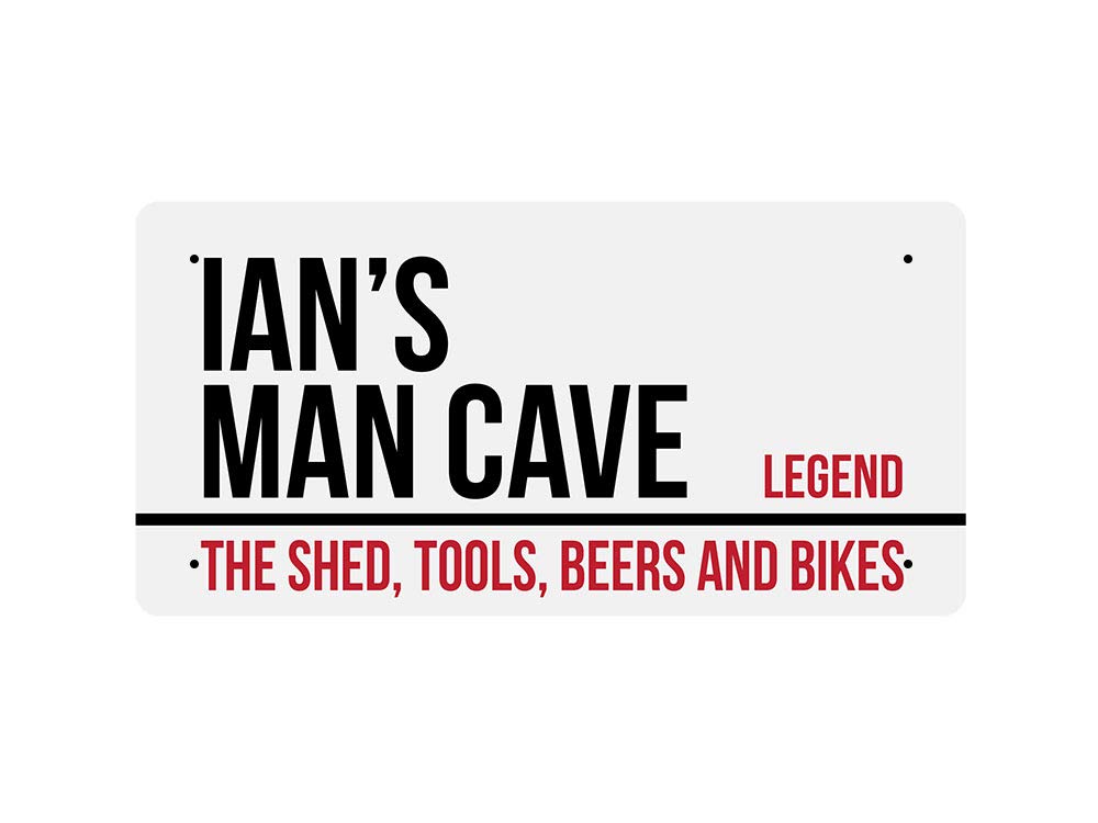 Mcmug White - Ian's Man Cave - Metal Sign, Decorative Sign, 200Mm X 100Mm